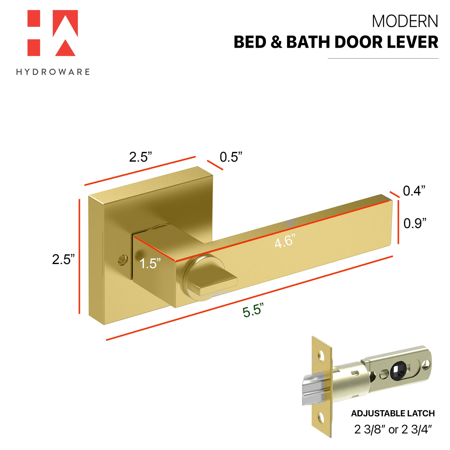 Square Door Lever with Key (Keyed Entry)
