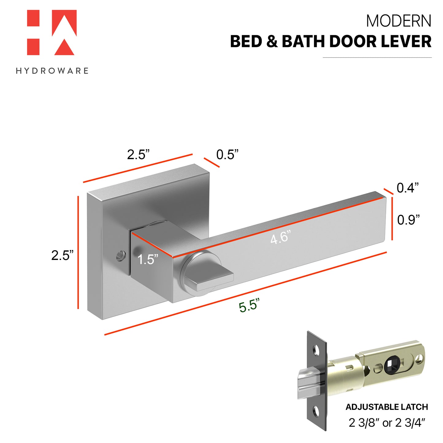 Square Door Lever with Key (Keyed Entry)