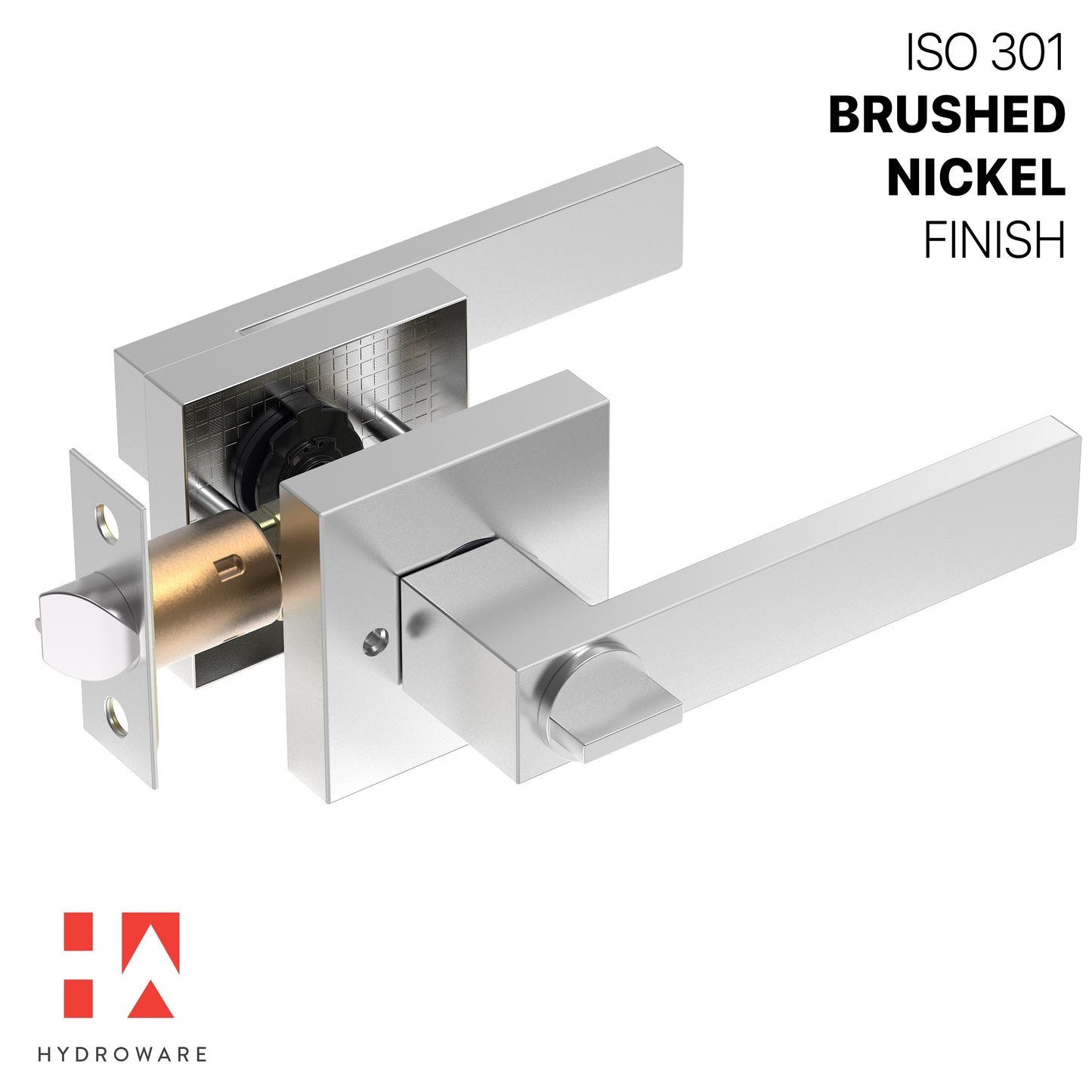 Square Door Lever with Privacy Lock (Turn-Lock + Emergency Release Pin)