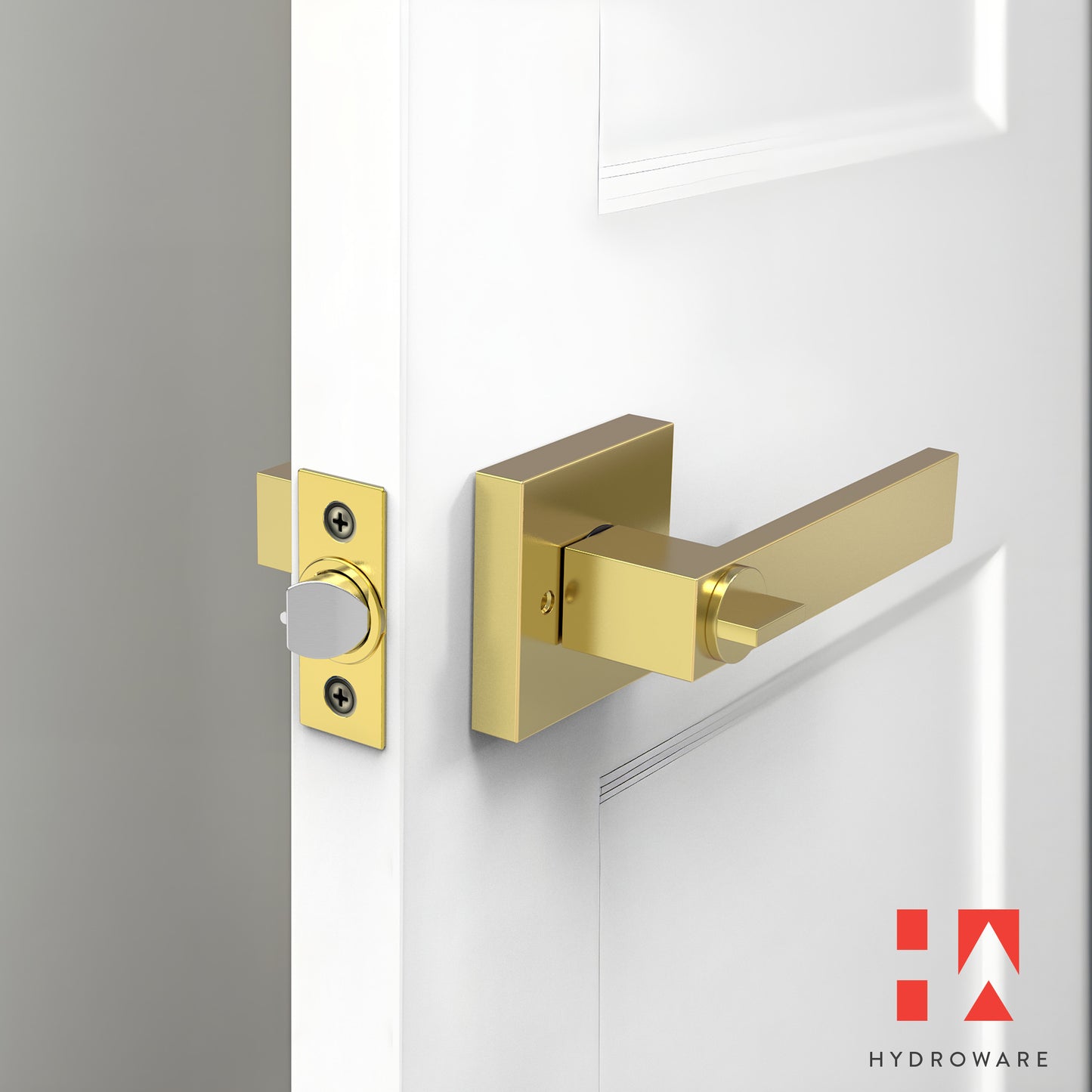 Square Door Lever with Privacy Lock (Turn-Lock +  Emergency Release Pin)