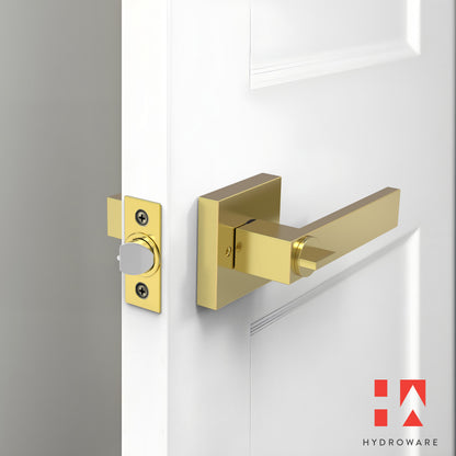 Square Door Lever with Privacy Lock (Turn-Lock +  Emergency Release Pin)