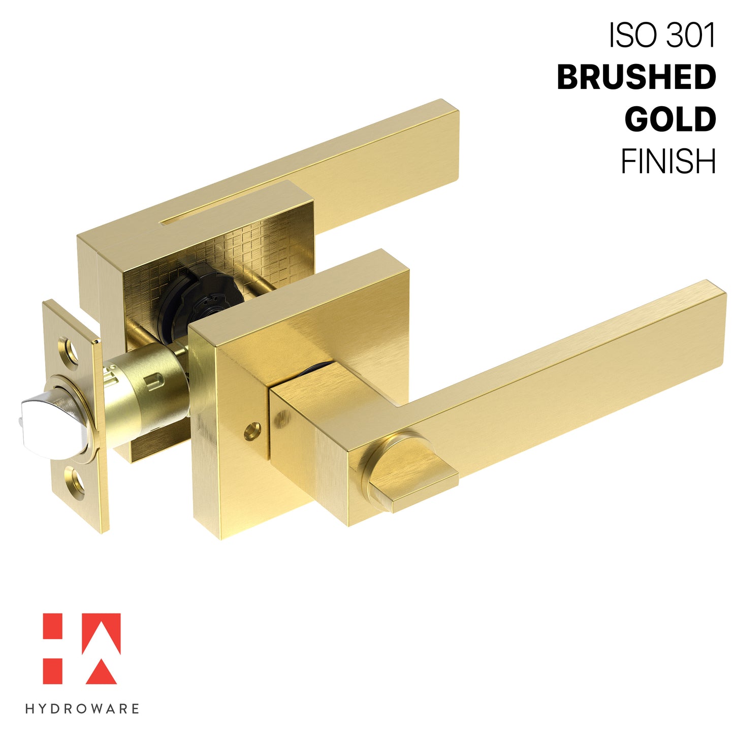 Square Door Lever with Privacy Lock (Turn-Lock +  Emergency Release Pin)