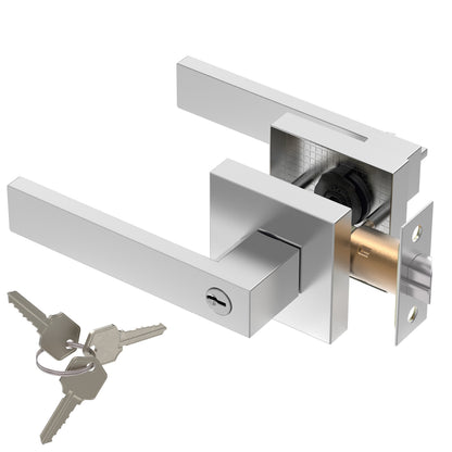Square Door Lever with Privacy Lock (Turn-Lock +  Emergency Release Pin)