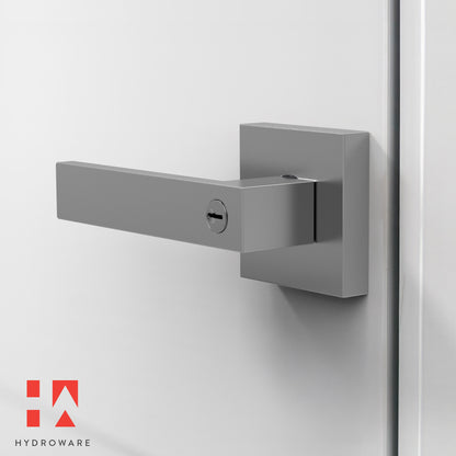 Square Door Lever with Privacy Lock (Turn-Lock +  Emergency Release Pin)