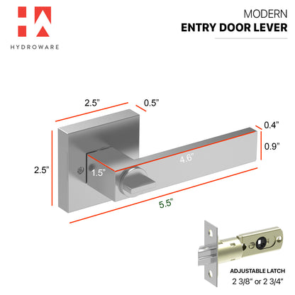 Square Door Lever with Privacy Lock (Turn-Lock +  Emergency Release Pin)