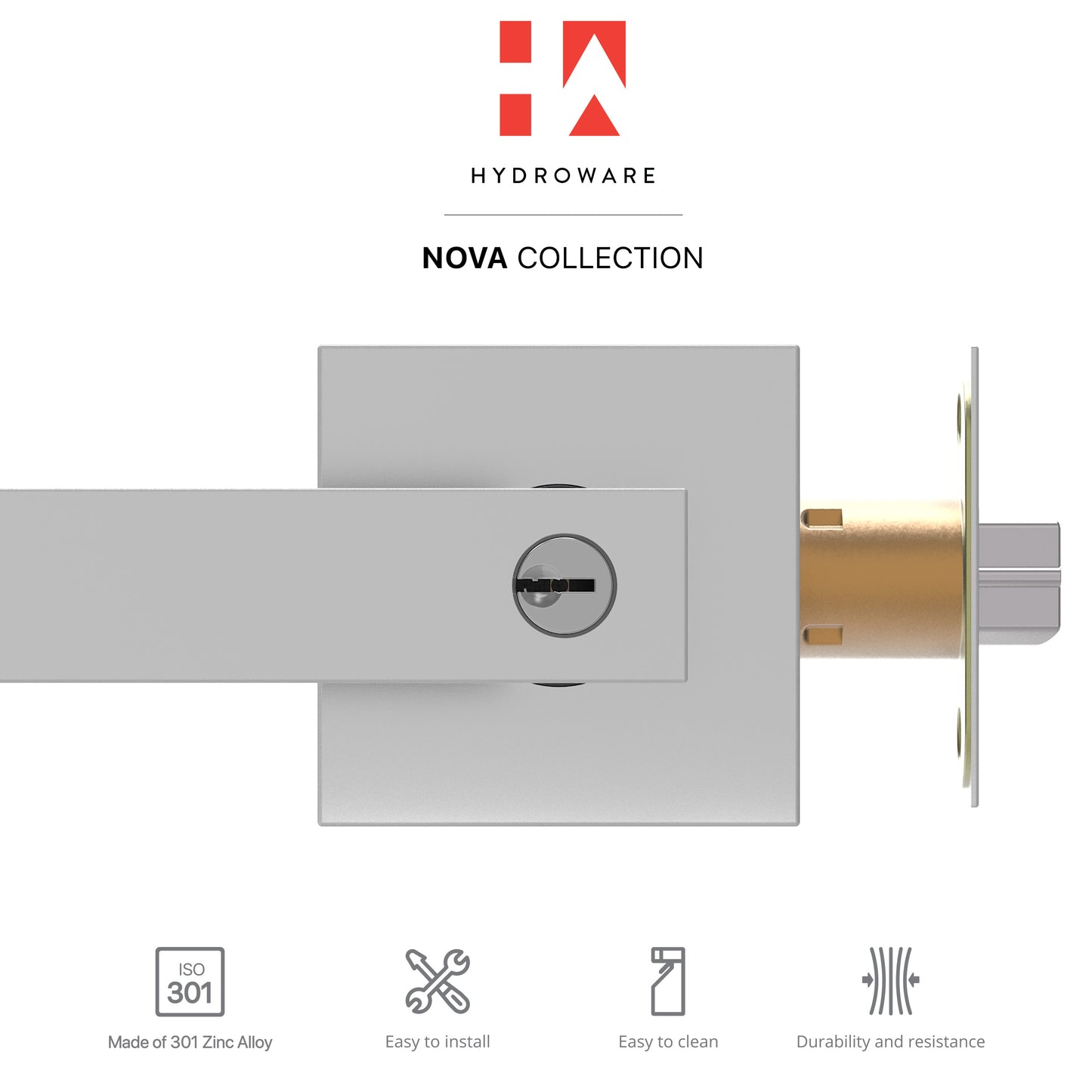Square Door Lever with Privacy Lock (Turn-Lock +  Emergency Release Pin)
