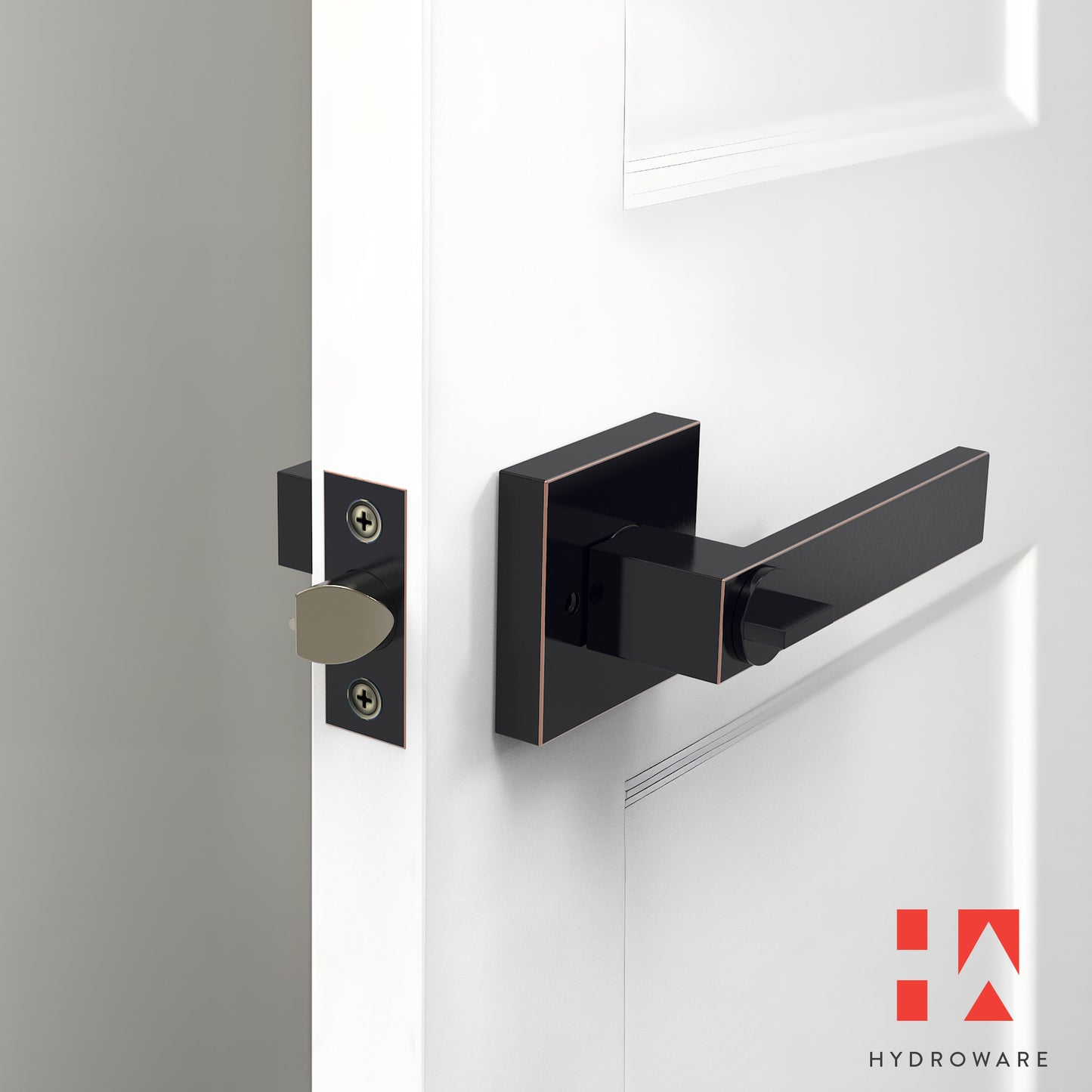 Square Door Lever with Privacy Lock (Turn-Lock +  Emergency Release Pin)