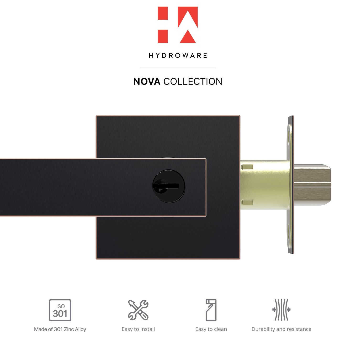 Square Door Lever with Privacy Lock (Turn-Lock +  Emergency Release Pin)