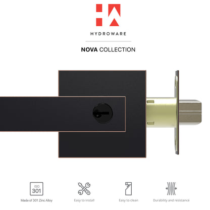 Square Door Lever with Privacy Lock (Turn-Lock +  Emergency Release Pin)